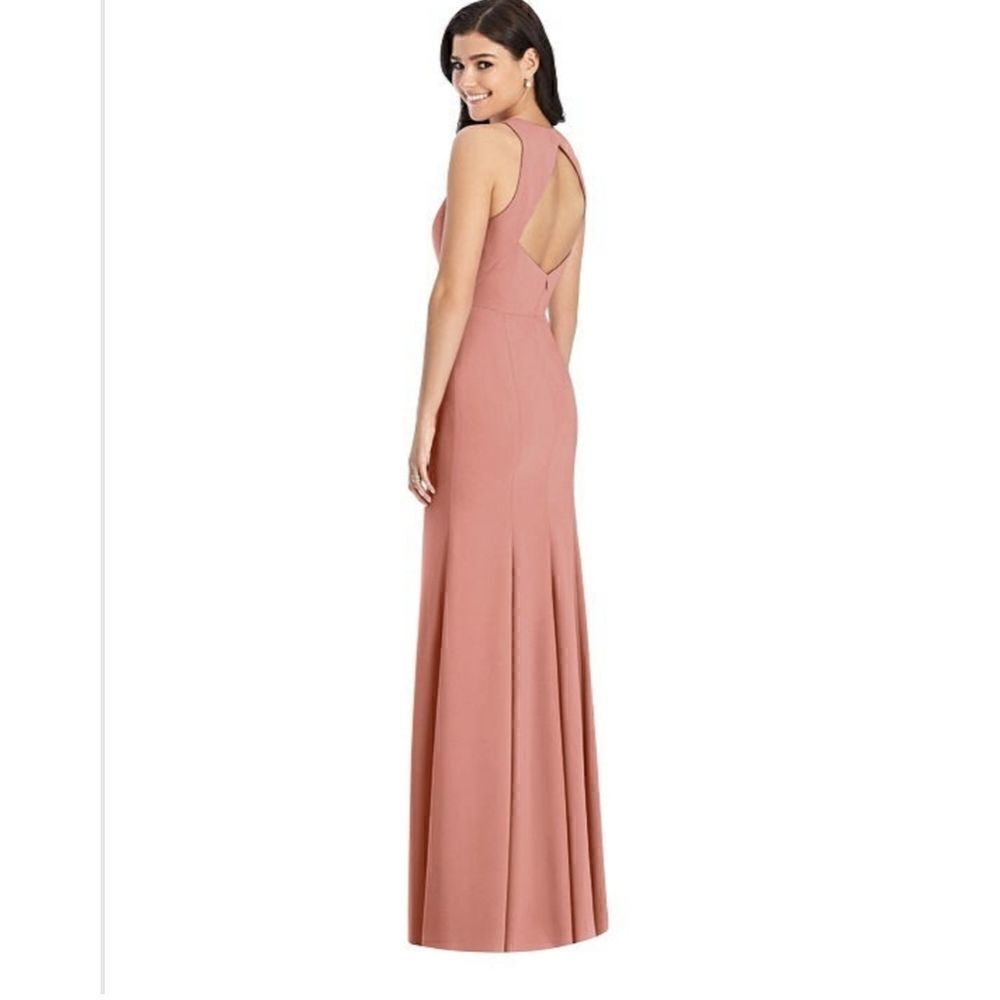 Dessy Collection Dessert Collection Diamond Cut Out Back Trumpet Gown - Picture 2 of 8